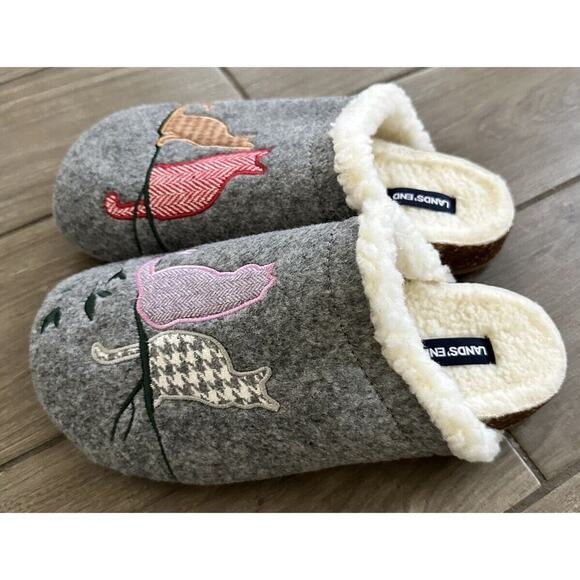 LANDS' END 4 CATS Cork Bottom Mule Gray Slippers House Shoes Women’s Size 10 - Picture 6 of 11